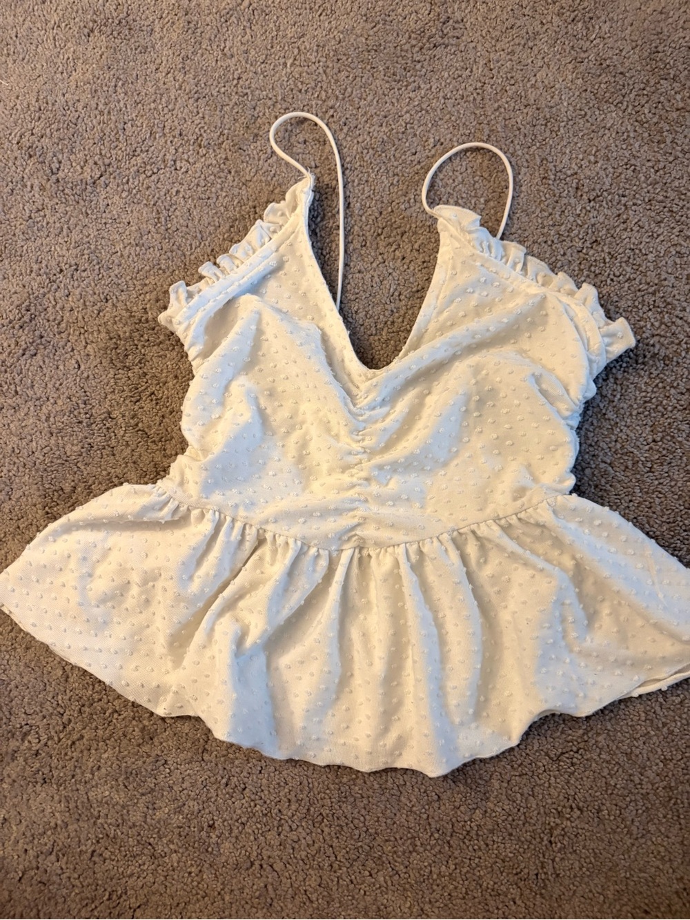 Urban Outfitters White Swiss Dot Peplum Cami